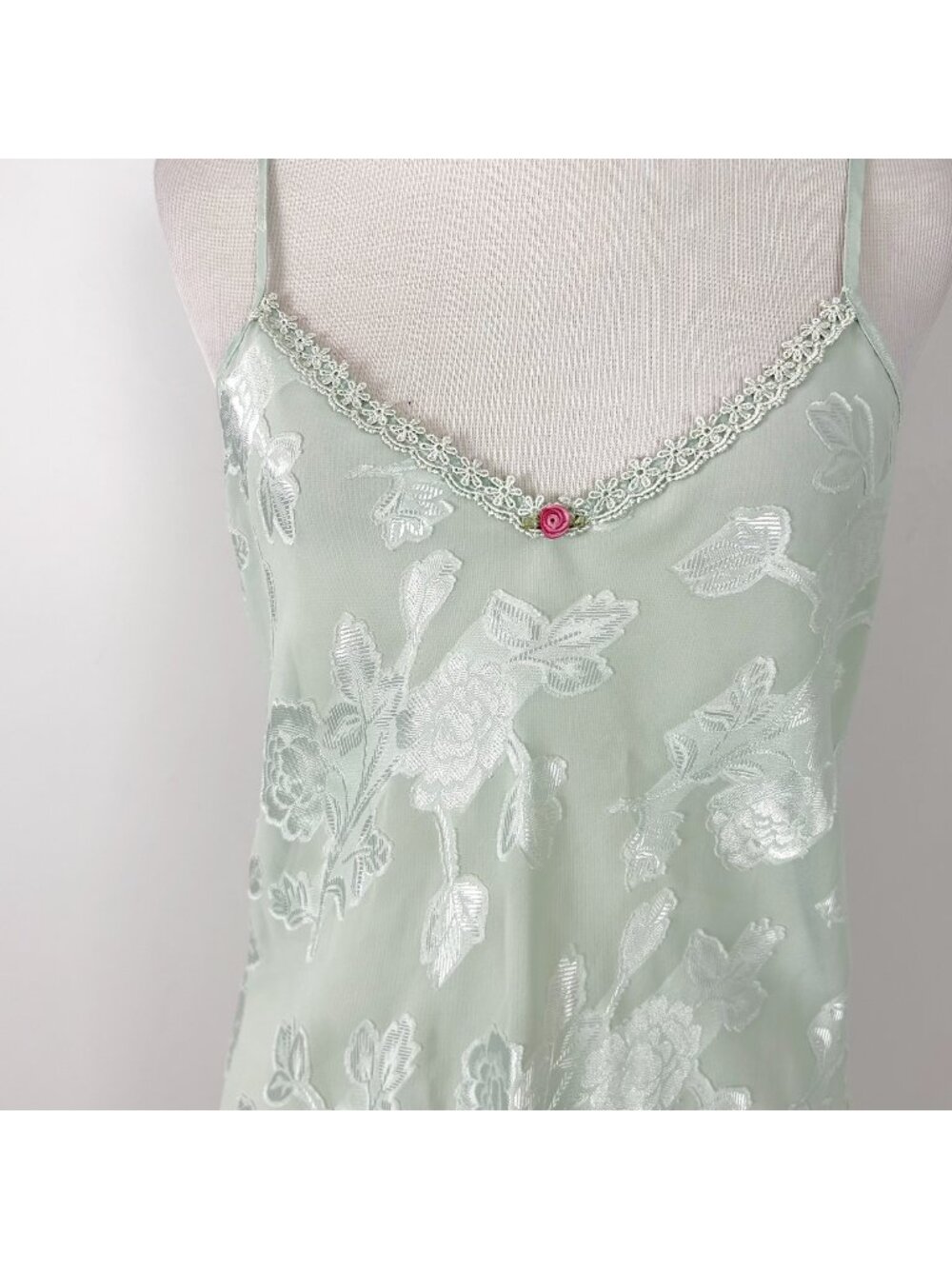 Vintage Inner Most Green Floral Slip Feminine Romantic Boho Size Medium Women's